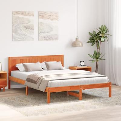 Bedframe Bruin 140 x 200 cm Massief grenenhout
