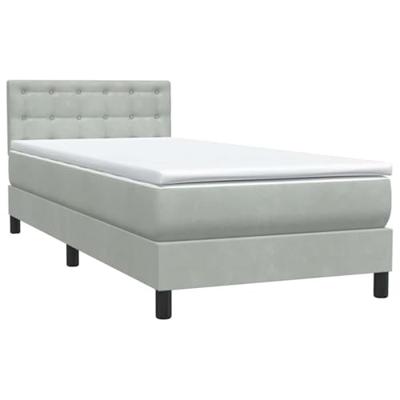 Boxspring met matras en LED fluweel lichtgrijs 90x210 cm