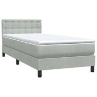 Boxspring met matras en LED fluweel lichtgrijs 90x210 cm - thumbnail