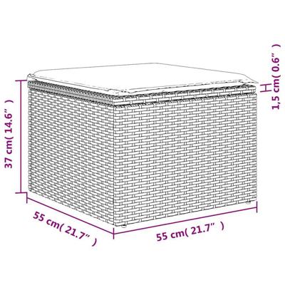 6-delige Loungeset met kussens poly rattan zwart