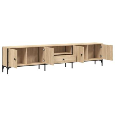 Tv-meubel met lade 200x25x44 cm bewerkt hout sonoma eikenkleur
