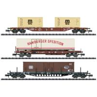 MiniTrix 18702 N 3-delige set containerwagens van de DB - thumbnail