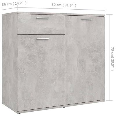 VidaXL Dressoir 80x36x75 cm bewerkt hout betongrijs VidaXL Dressoir 80x36x75 cm bewerkt hout betongrijs