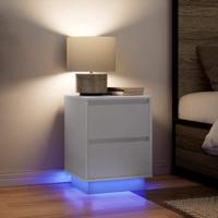 Nachtkastjes met led-verlichting 2 st 38x34x50 cm wit - thumbnail