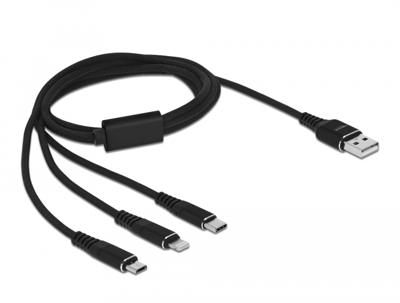 DeLOCK USB Charging cable 3 in 1 for Lightning, micro USB, USB-C kabel