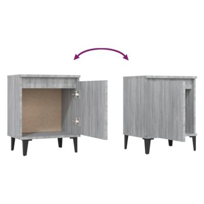 Nachtkastjes met metalen poten 40x30x50 cm grijs sonoma eiken