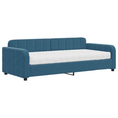 Slaapbank met matras 100x200 cm fluweel blauw