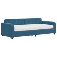 Slaapbank met matras 100x200 cm fluweel blauw - thumbnail