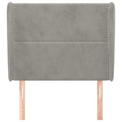 Hoofdbord met randen 147x23x78/88 cm fluweel lichtgrijs