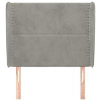 Hoofdbord met randen 163x23x118/128 cm fluweel lichtgrijs - thumbnail