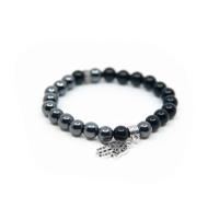 Edelsteen Armband Hematiet met Hamsa Hand - thumbnail