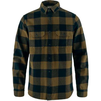 Fjallraven Övik Heavy Flannel Overhemd Heren Wood Brown-Dark Navy M