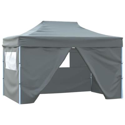Partytent met 4 zijwanden inklapbaar 3x4 m staal antraciet Partytent met 4 zijwanden inklapbaar 3x4 m staal antraciet