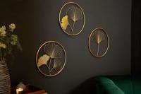 Elegante wanddecoratie set van 3 GINKGO 40cm goud in filigrane bladvorm - 41273 - thumbnail