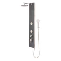 IBIZA glas-douchepaneel met ééngreepsmengkraan, antraciet hoofddouche met antikalk nozzles, Ø ca. 22 cm handdouche met wandhouder, handdouche: Ø ca. 10 cm paneel met veiligheidsglas, maat: (l x - thumbnail