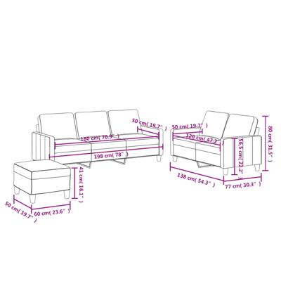 3-delige Loungeset met kussens kunstleer cappuccino