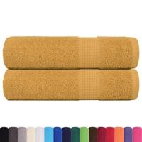 VidaXL Badhanddoeken 2 st 100x150 cm 360 g/m² 100% katoen goudkleurig - thumbnail