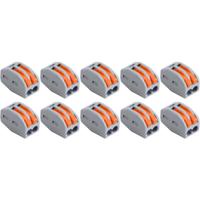 Lasklem Set 10 Stuks - 2 Polig met Klemmetjes - Grijs/Oranje - thumbnail