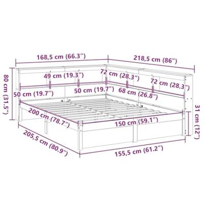 Bed met boekenkast zonder matras grenenhout wit 150x200 cm