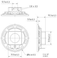 Visaton K 64 WP - 8 Ohm 2.5 inch 6.4 cm Mini-luidspreker 2 W 8 Ω Zwart Kunststof membraan - thumbnail