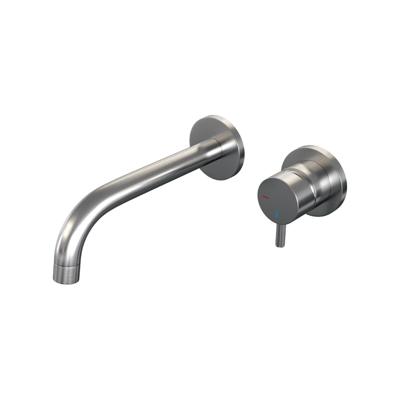 Brauer Brushed Edition Wastafelmengkraan inbouw - gebogen uitloop links - hendel kort smal - model B 1 - PVD - geborsteld RVS 5-NG-004-B5-65