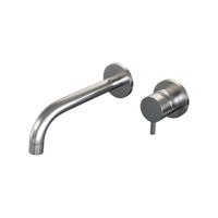 Brauer Brushed Edition Wastafelmengkraan inbouw - gebogen uitloop links - hendel kort smal - model B 1 - PVD - geborsteld RVS 5-NG-004-B5-65 - thumbnail