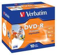 Verbatim 43521 DVD-R disc 4.7 GB 10 stuk(s) Jewelcase Bedrukbaar - thumbnail