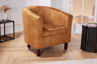 Design loungestoel HEMINGWAY mosterdgeel fluwelen armleuningen cocktailstoel - 43892 - thumbnail
