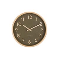 Karlsson - Wall clock Pure wood grain small moss green - thumbnail