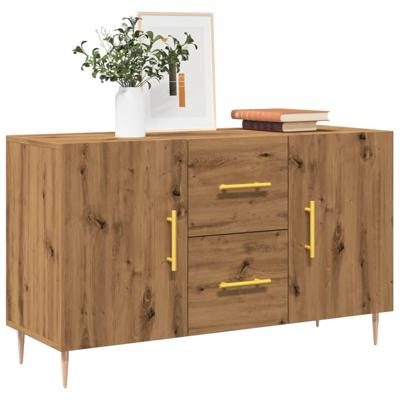 Dressoir 100x36x60 cm bewerkt hout artisanaal eikenkleurig