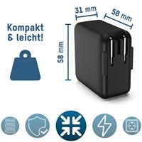 Ansmann USB Reisstekker VS/VK/EU Zwart - thumbnail