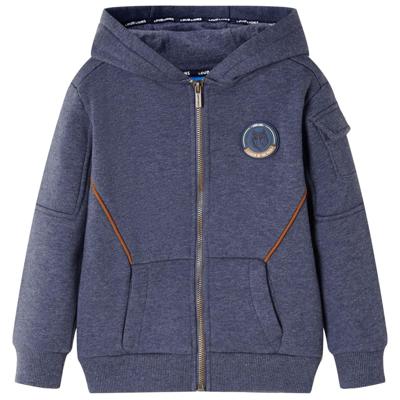Kindervest met capuchon en rits 104 gemleerd donkerblauw Kindervest met capuchon en rits 104 gemleerd donkerblauw