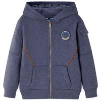 Kindervest met capuchon en rits 104 gemleerd donkerblauw - thumbnail