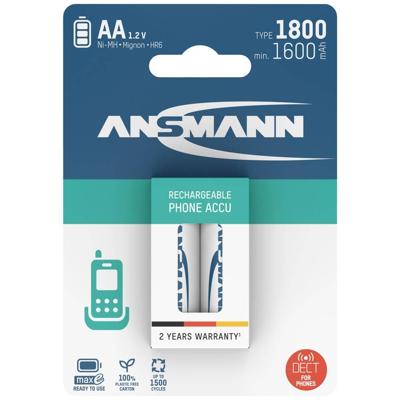 Ansmann 1312-0038 Oplaadbare AA batterij (penlite) NiMH 1600 mAh 1.2 V 2 stuk(s) Ansmann 1312-0038 Oplaadbare AA batterij (penlite) NiMH 1600 mAh 1.2 V 2 stuk(s)