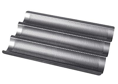 Geperforeerde bakplaat - BIRKMANN - EASY BAKING - Koolstofstaal - Antiaanbaklaag - Voor 3 stokbroden - 39,5 x 29,5 x 4,5 cm