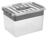 Sunware Q-line opbergbox met inzet 22L transp./metaal - thumbnail