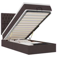 Ottoman bed met matras en LED's 100x200cm stof donkerbruin - thumbnail