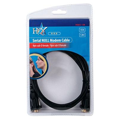 HQ VGA - VGA 1,8 m VGA-kabel, 1,8 m, VGA-kabel, zwart - VGA-kabel (1,8 m, VGA, VGA, 1080p, zwart, goud, vrouwelijke stekker/vrouwelijke connector)