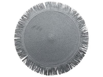 Placemat Fringe donkergrijs set van 2
