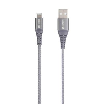 Skross SKCA0011A-MFI120CN USB-kabel USB 2.0 USB-A stekker 1.20 m Grijs Rond, Flexibel, Stoffen mantel