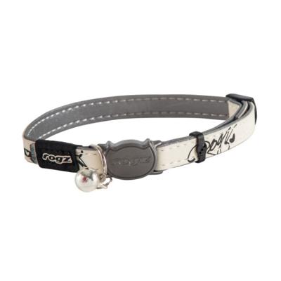 ROGZ CB09-A halsband Cat Reflective glow-in-the-dark, S, wit/zwart