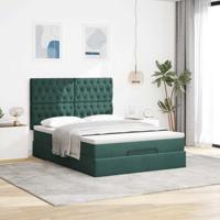 Ottoman bed met matrassen 140x200cm fluweel donkergroen - thumbnail