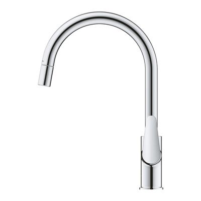 Grohe QuickFix Start Curve keukenmengkraan met uittrekbare handdouche rond chroom Grohe QuickFix Start Curve keukenmengkraan met uittrekbare handdouche rond chroom