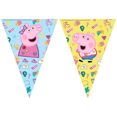 Vlaggenlijn Peppa Pig en George blauw geel Vlaggenlijn Peppa Pig en George blauw geel
