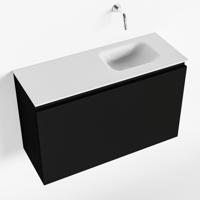 MONDIAZ OLAN 80cm toiletmeubel urban. LEX wastafel talc rechts geen kraangat - thumbnail