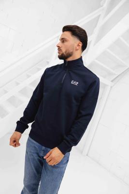 Emporio Armani EA7 8NPM35 Quarter Zip Sweater Heren Donkerblauw - Maat S - Kleur: Donkerblauw | Soccerfanshop