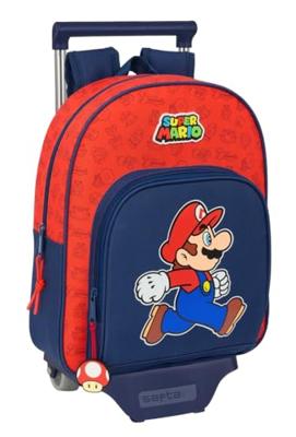 Schoolrugzak met Wielen Super Mario Trick Rood Donkerblauw 28 x 34 x 10 cm
