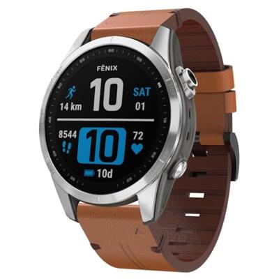 By Qubix - Leren bandje - Bruin - Compatible met Garmin Fenix 7s/6s/5s / Instinct 2s / Epix Pro Gen 2 (42mm) - Compatible Garmin bandje - Bandbreedte: 20mm