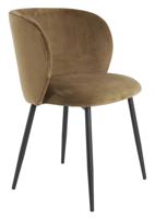 Light & Living Eetkamerstoel 'Elyna' Velvet, kleur Bruin - thumbnail