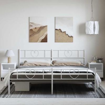 Bedframe met hoofd- en voeteneinde metaal wit 193x203 cm Bedframe met hoofd- en voeteneinde metaal wit 193x203 cm